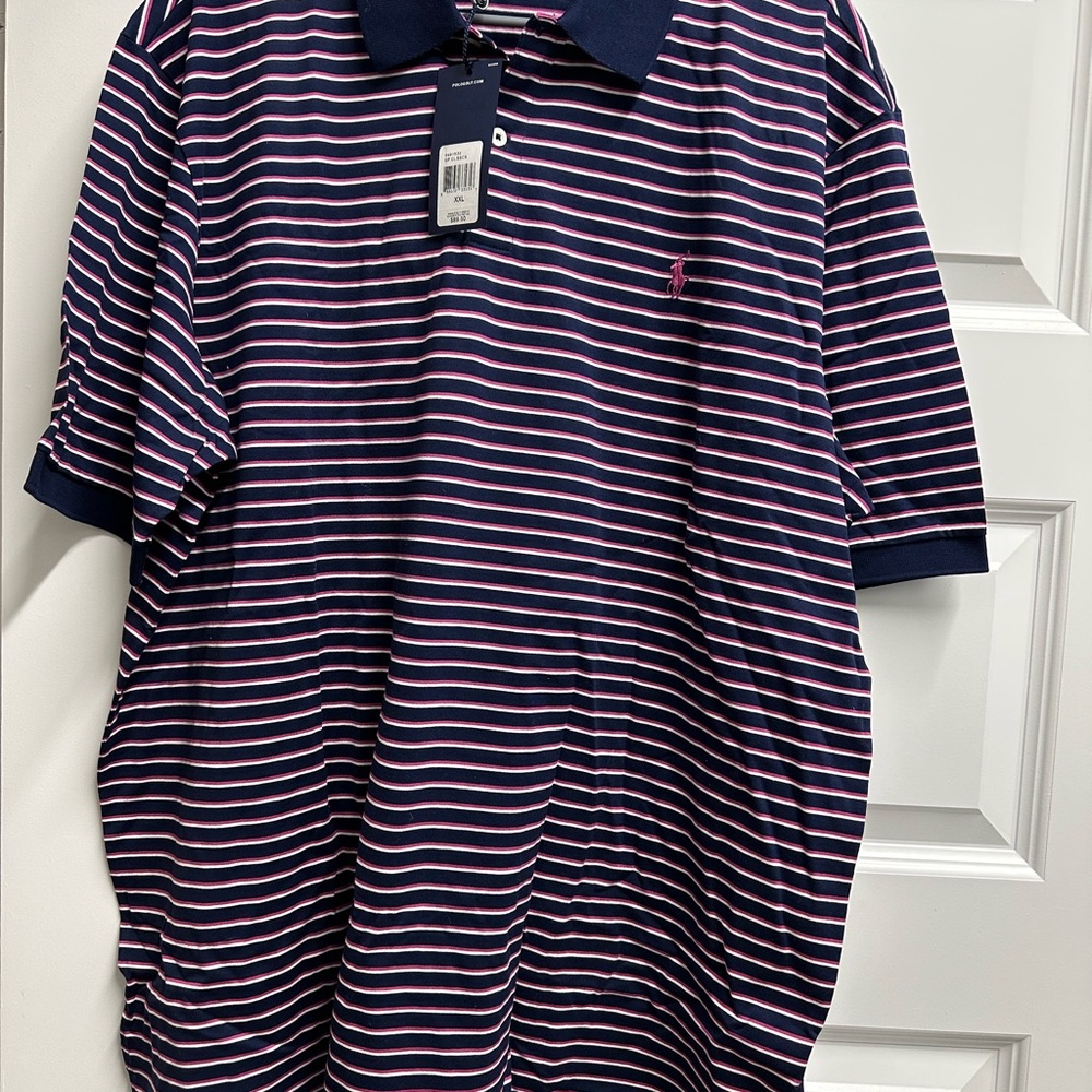 Polo Golf by Ralph Lauren  - Navy, Purple, &  White Striped Polo Shirt